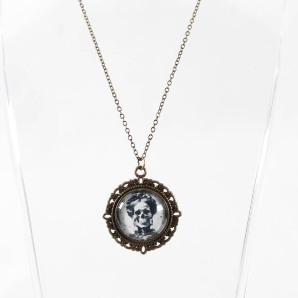 Baroness of Bones Necklace – Gothic Skeleton Victorian Portrait Jewelry - Picture 2 of 4
